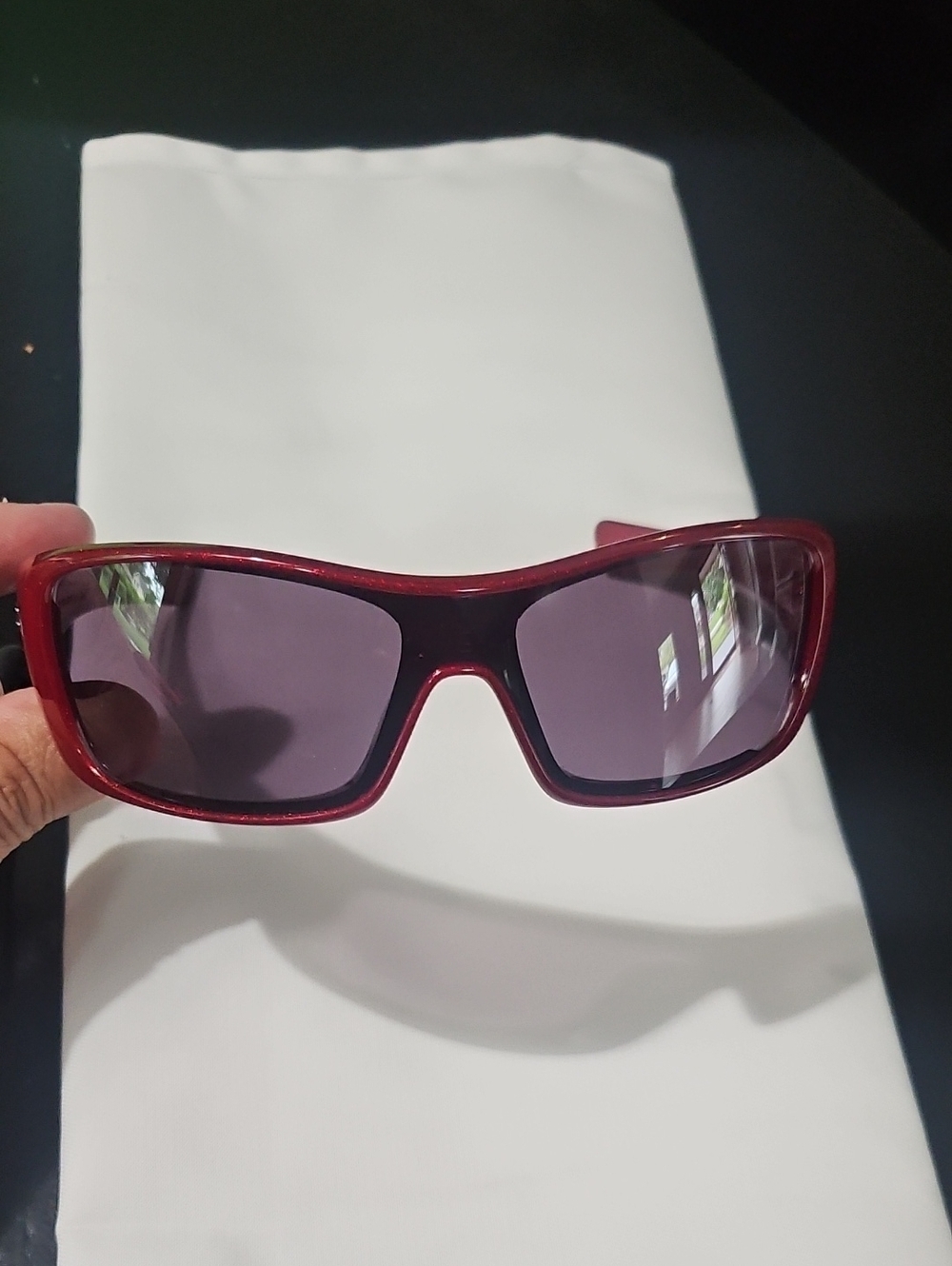 Oakley Red Frame Black Lenses Sunglasses